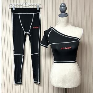 KL Alien Side Wear Leggings and Asymmetrical Crop Top Women's Set Size S
